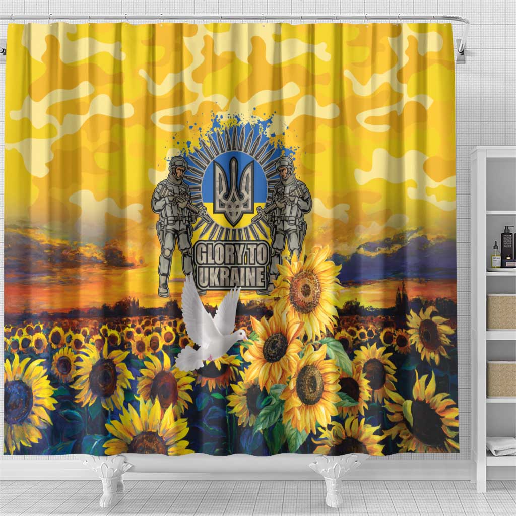 Glory to Ukraine Shower Curtain Sunflower Field Modern Art LT9