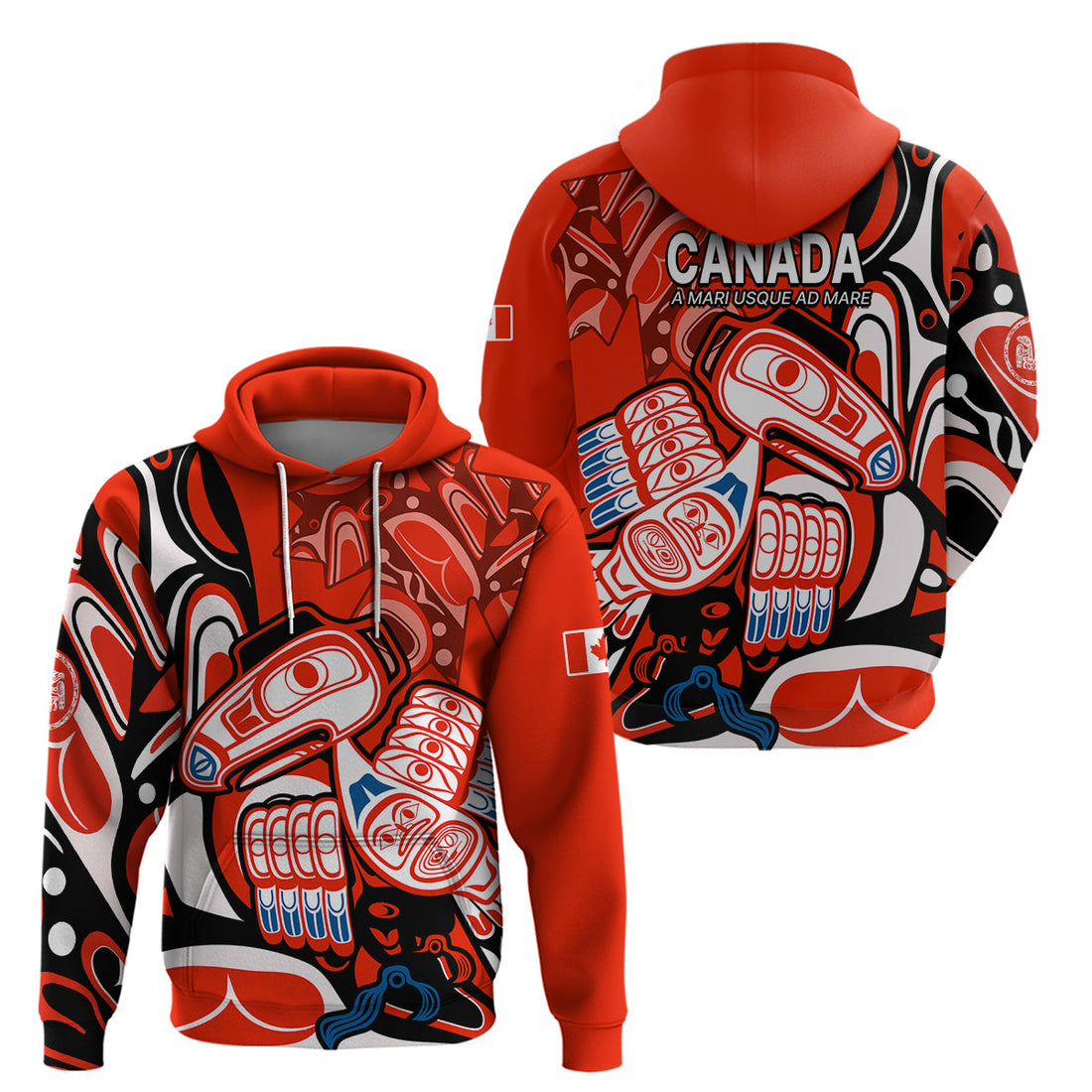 Canada Haida Hoodie Classic Haida Stylized Raven in Red LT9