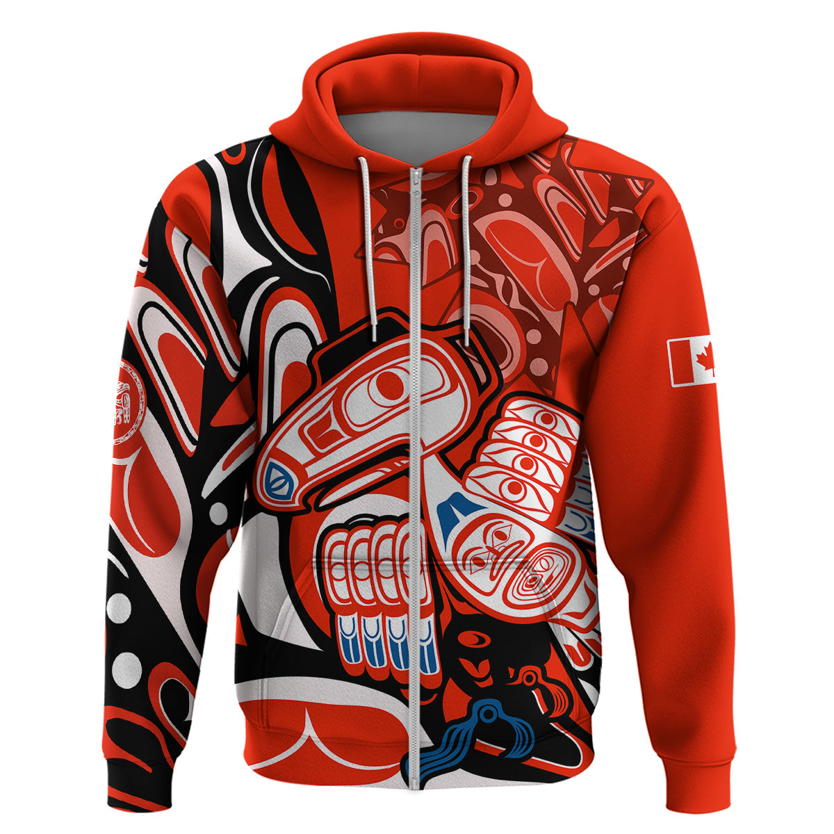 Canada Haida Hoodie Classic Haida Stylized Raven in Red LT9