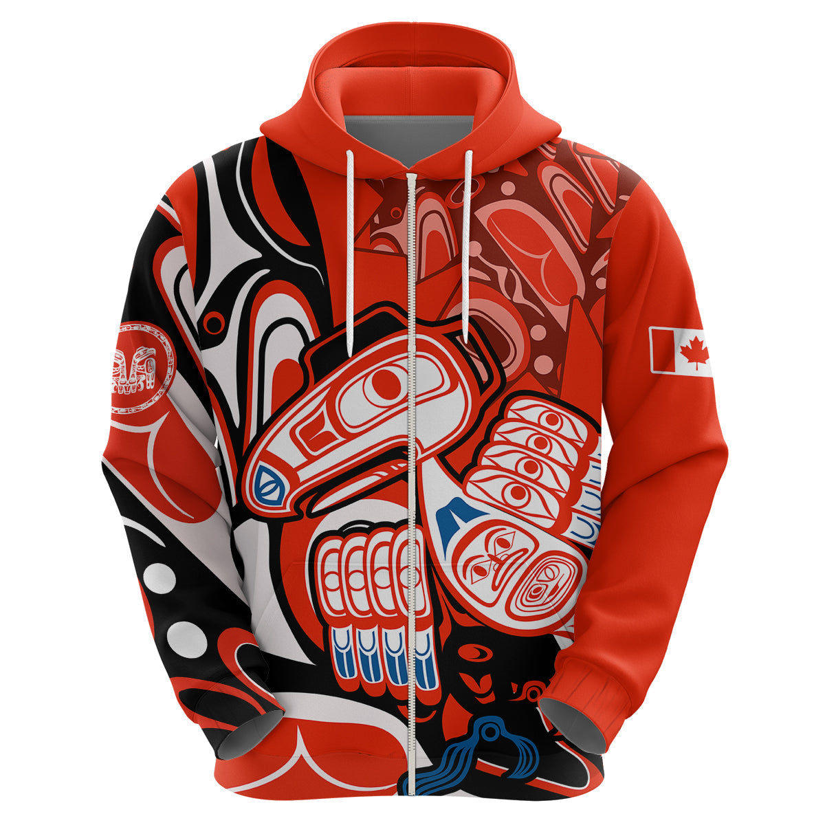 Canada Haida Hoodie Classic Haida Stylized Raven in Red LT9