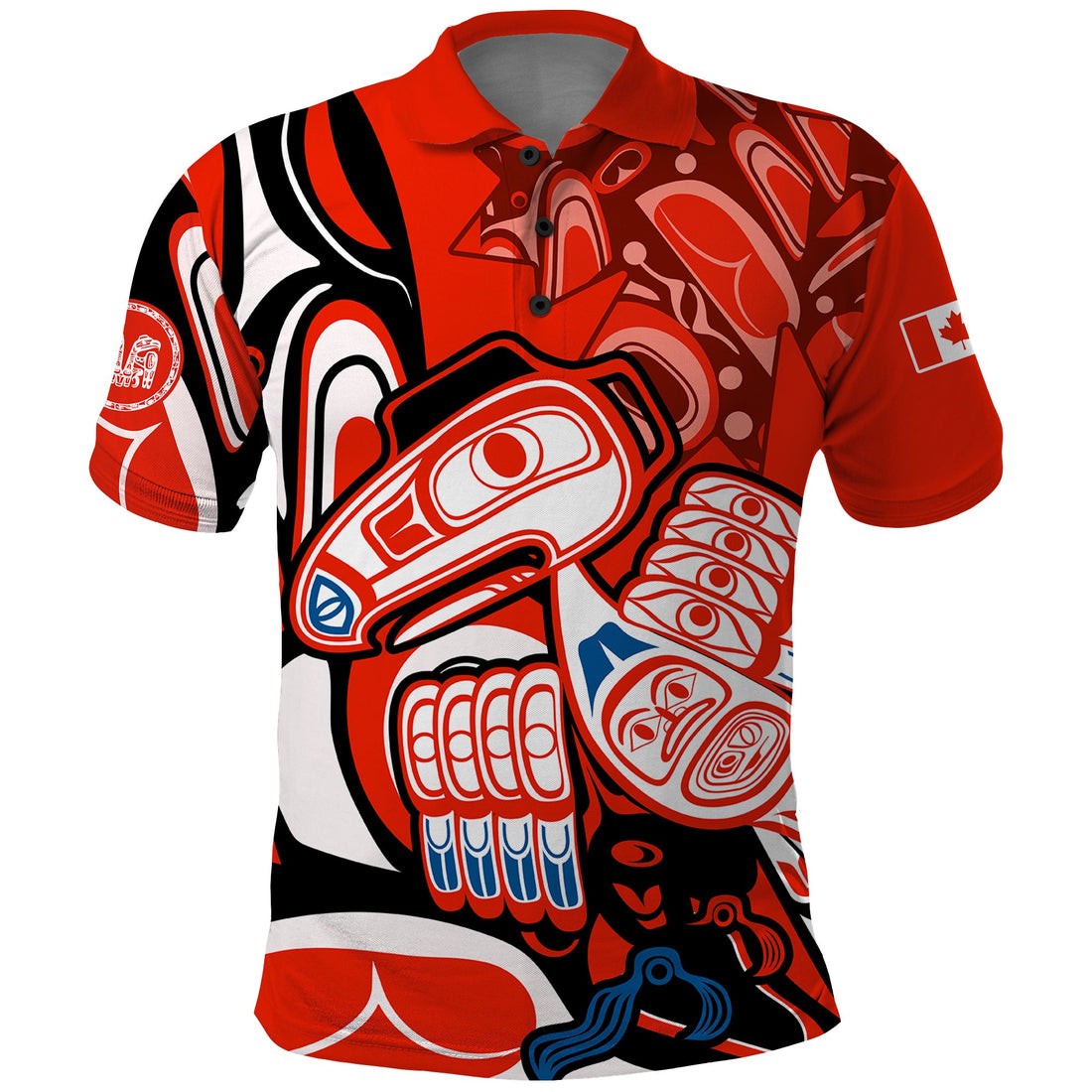 Canada Haida Polo Shirt Classic Haida Stylized Raven in red LT9
