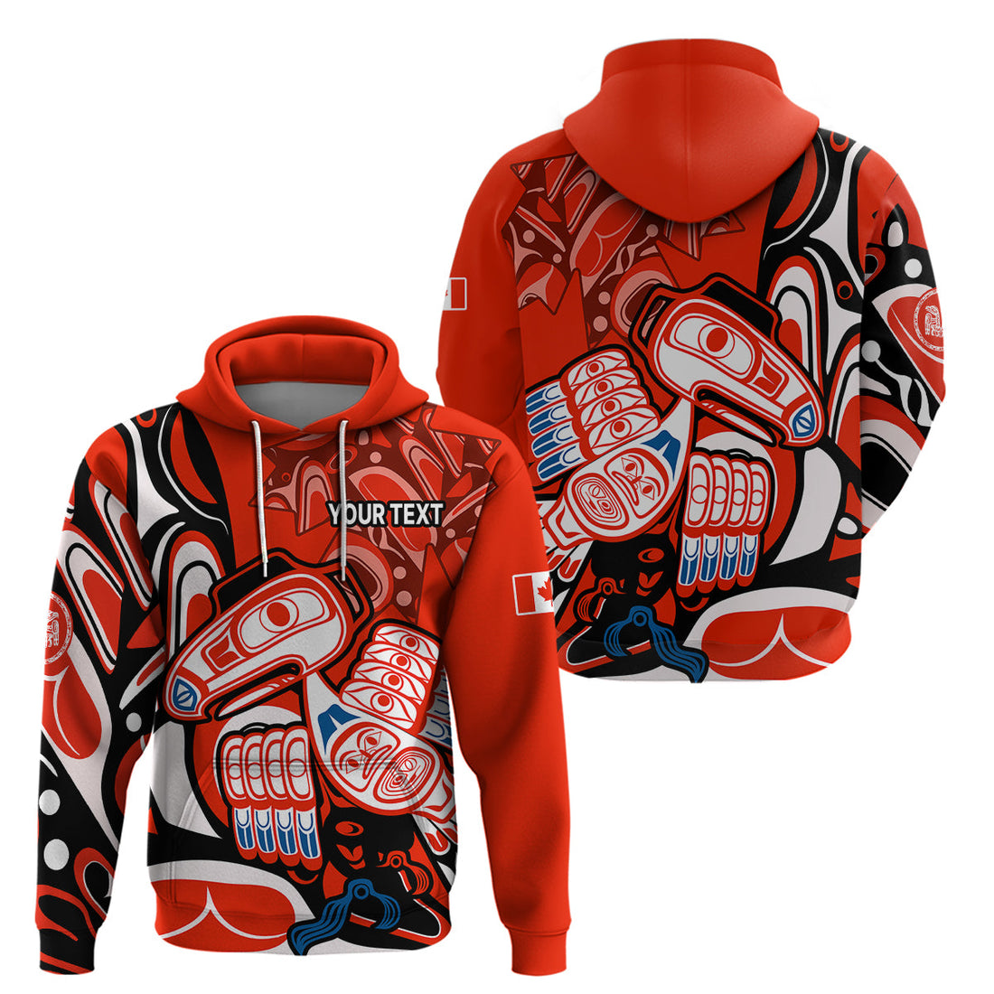 Custom Canada Haida Hoodie Classic Haida Stylized Raven in Red LT9