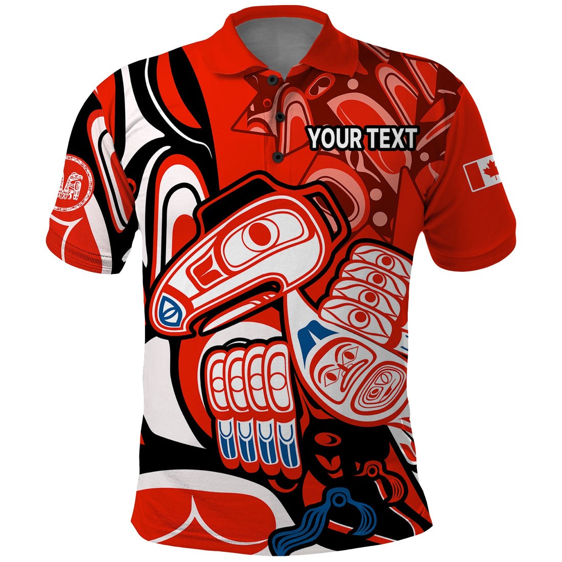 Custom Canada Haida Polo Shirt Classic Haida Stylized Raven in red LT9