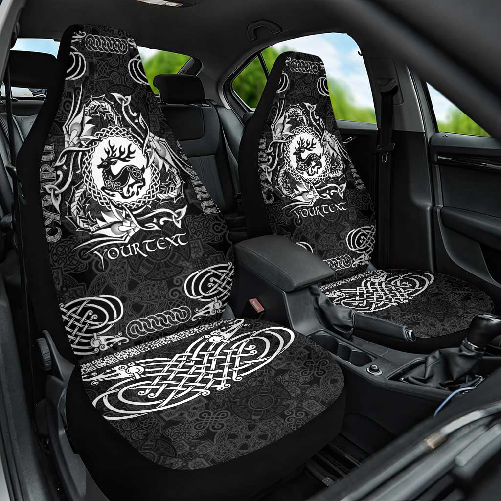 Personalized Carmarthenshire Sir Gaerfyrddin Car Seat Cover Black Deer Stag Celtic-inspired LT9
