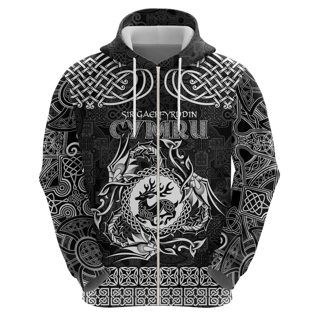 Personalized Carmarthenshire Sir Gaerfyrddin Hoodie Black Deer Stag Celtic-inspired LT9