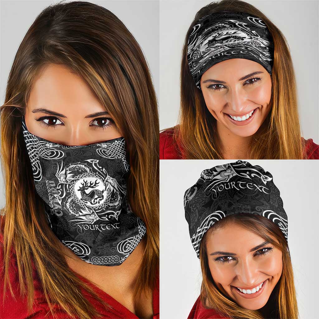 Personalized Carmarthenshire Sir Gaerfyrddin Neck Gaiter Black Deer Stag Celtic-inspired LT9