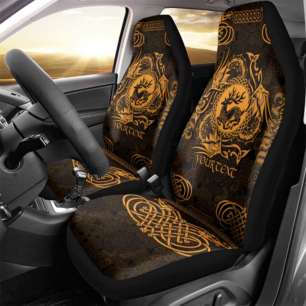 Personalized Carmarthenshire Sir Gaerfyrddin Car Seat Cover Gold Deer Stag Celtic-inspired LT9