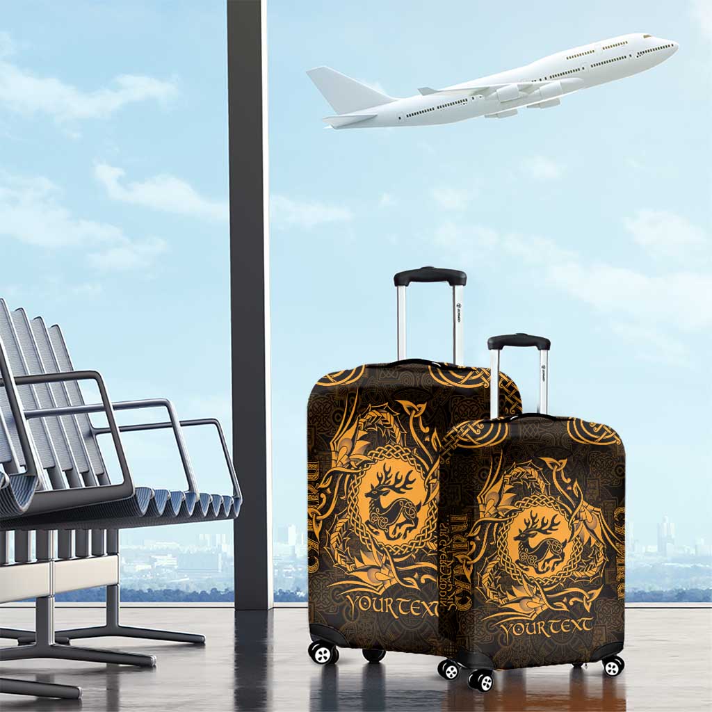 Personalized Carmarthenshire Sir Gaerfyrddin Luggage Cover Gold Deer Stag Celtic-inspired LT9