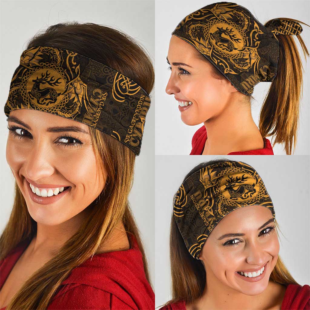 Personalized Carmarthenshire Sir Gaerfyrddin Neck Gaiter Gold Deer Stag Celtic-inspired LT9