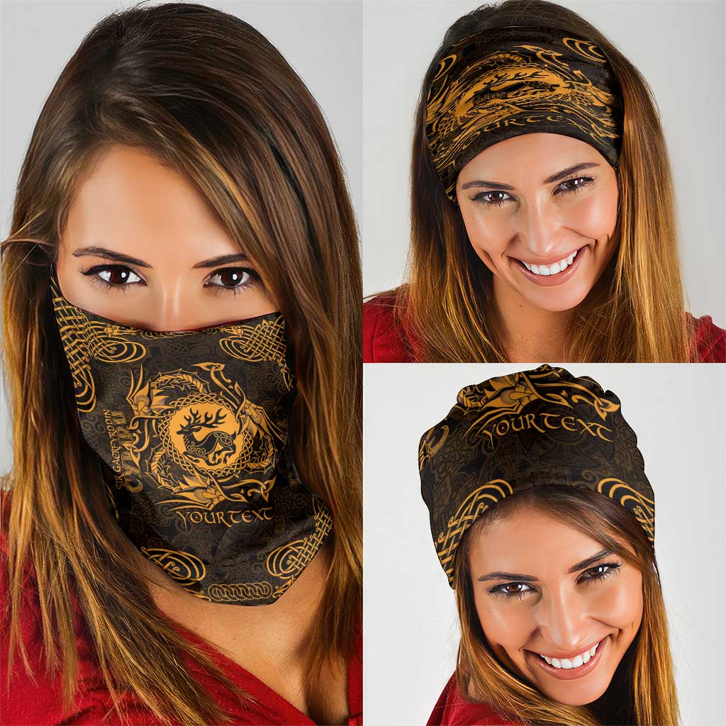Personalized Carmarthenshire Sir Gaerfyrddin Neck Gaiter Gold Deer Stag Celtic-inspired LT9
