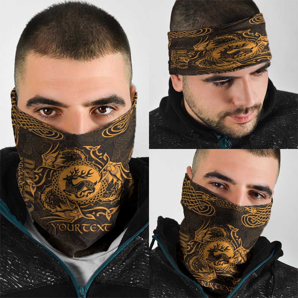 Personalized Carmarthenshire Sir Gaerfyrddin Neck Gaiter Gold Deer Stag Celtic-inspired LT9