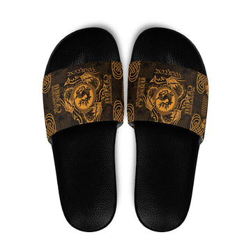 Personalized Carmarthenshire Sir Gaerfyrddin Slide Sandals Gold Deer Stag Celtic-inspired LT9