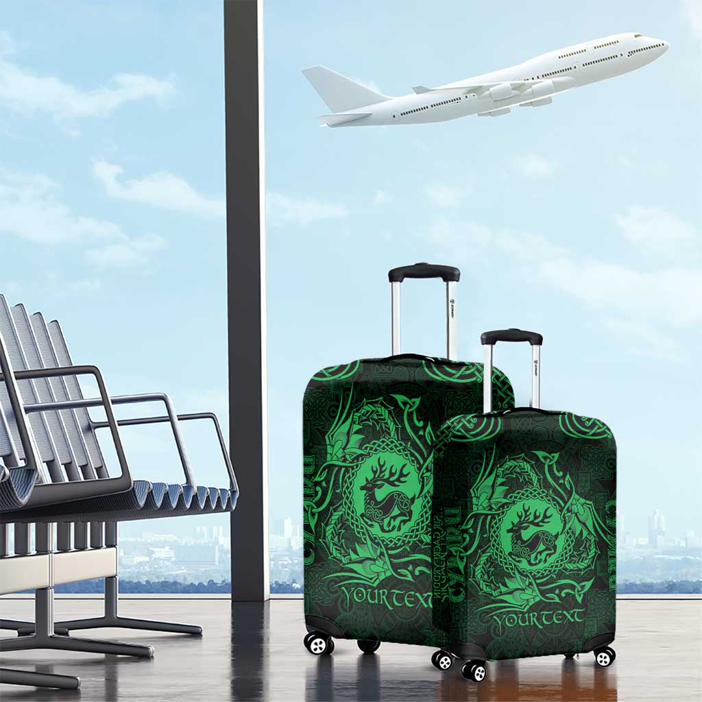 Personalized Carmarthenshire Sir Gaerfyrddin Luggage Cover Green Deer Stag Celtic-inspired LT9