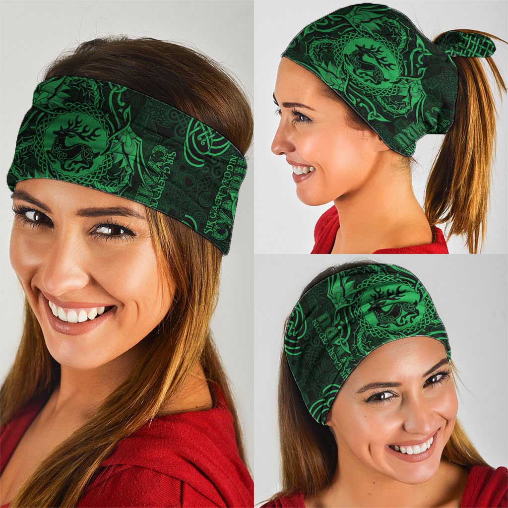 Personalized Carmarthenshire Sir Gaerfyrddin Neck Gaiter Green Deer Stag Celtic-inspired LT9