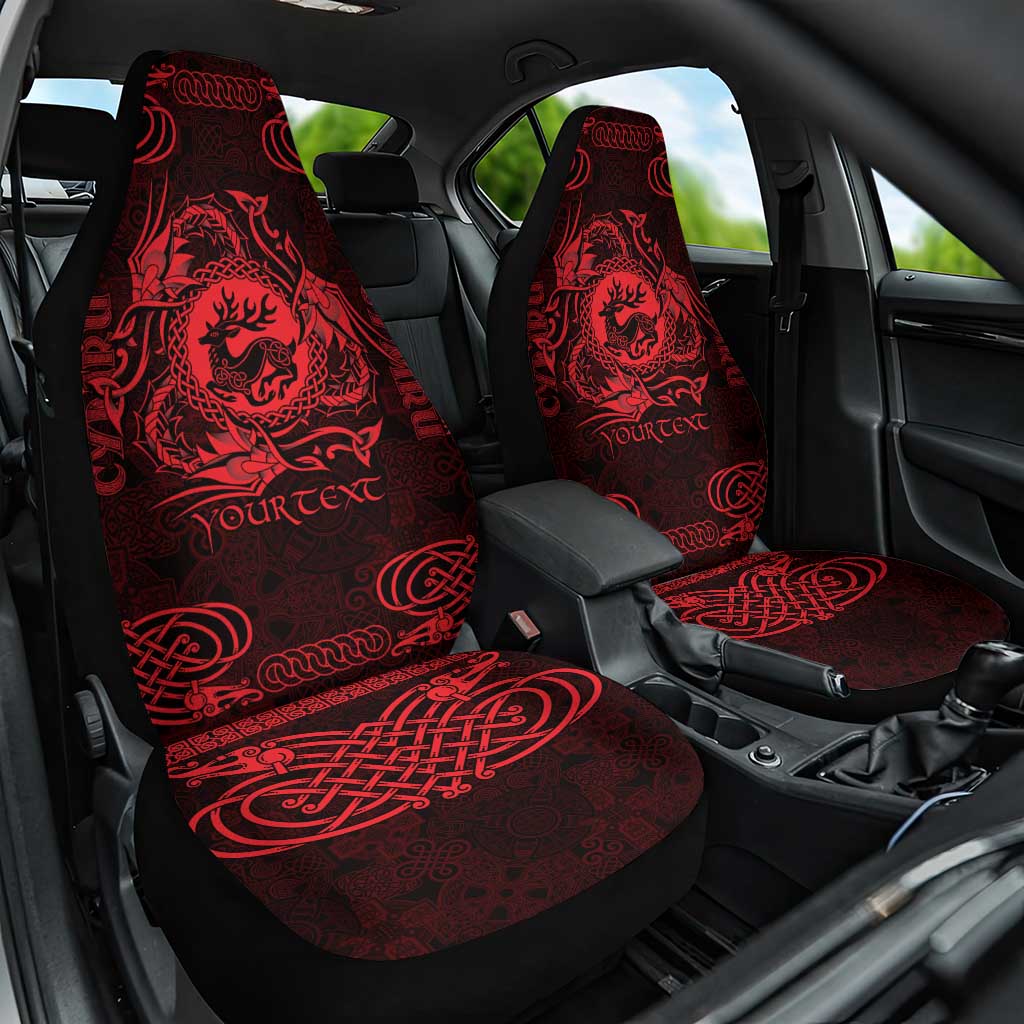 Personalized Carmarthenshire Sir Gaerfyrddin Car Seat Cover Red Deer Stag Celtic-inspired LT9
