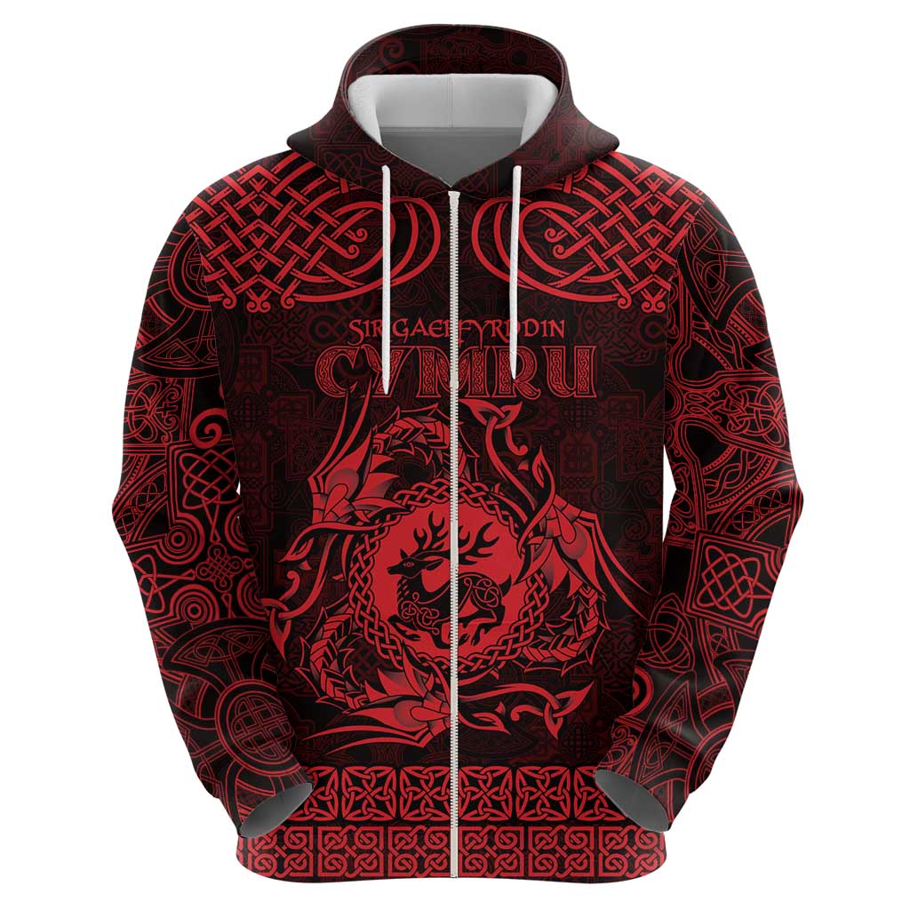 Personalized Carmarthenshire Sir Gaerfyrddin Hoodie Red Deer Stag Celtic-inspired LT9