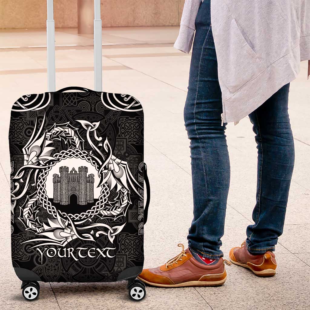 Personalized Denbighshire Sir Ddinbych Luggage Cover Black Gatehouse Denbigh Castle Celtic-inspired LT9