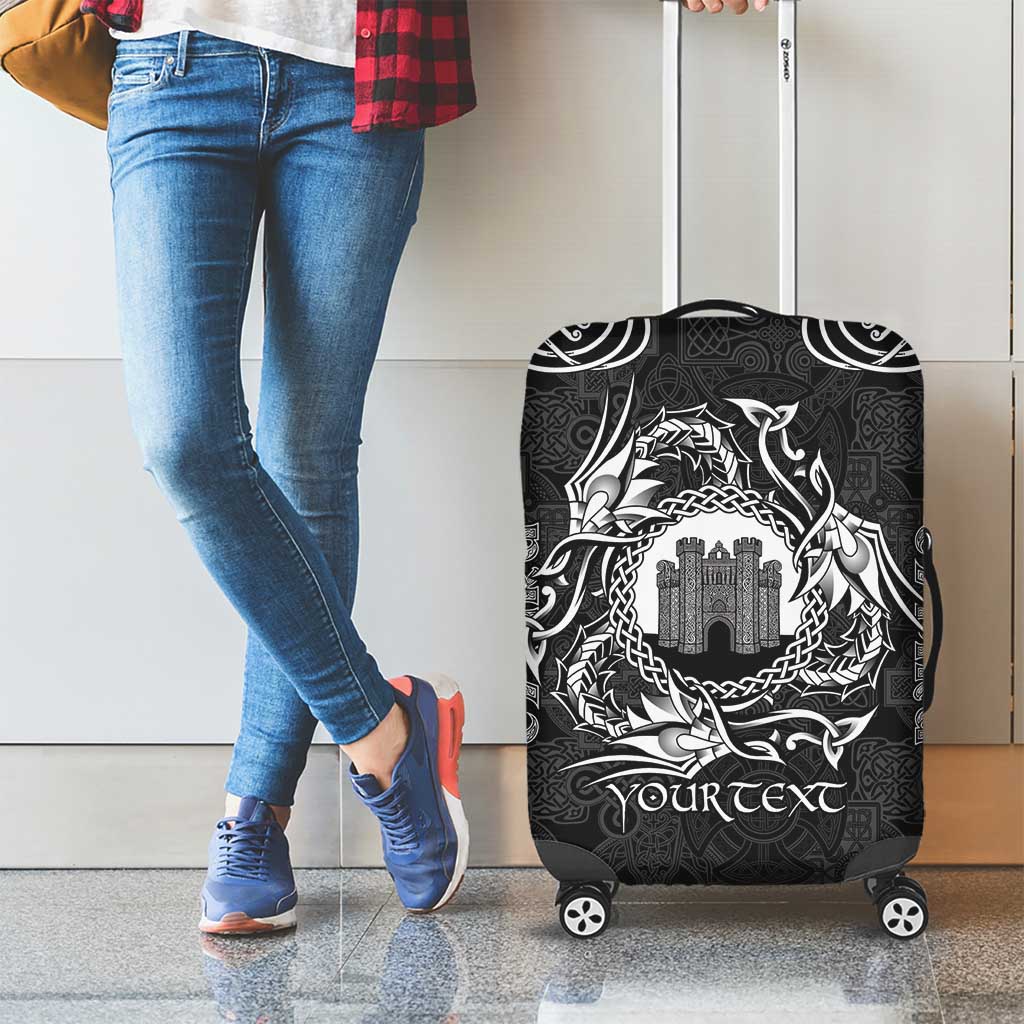 Personalized Denbighshire Sir Ddinbych Luggage Cover Black Gatehouse Denbigh Castle Celtic-inspired LT9