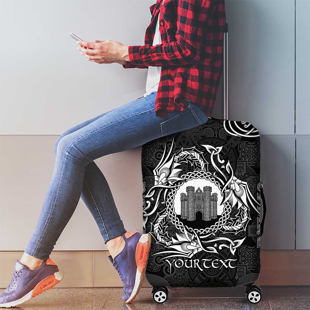 Personalized Denbighshire Sir Ddinbych Luggage Cover Black Gatehouse Denbigh Castle Celtic-inspired LT9