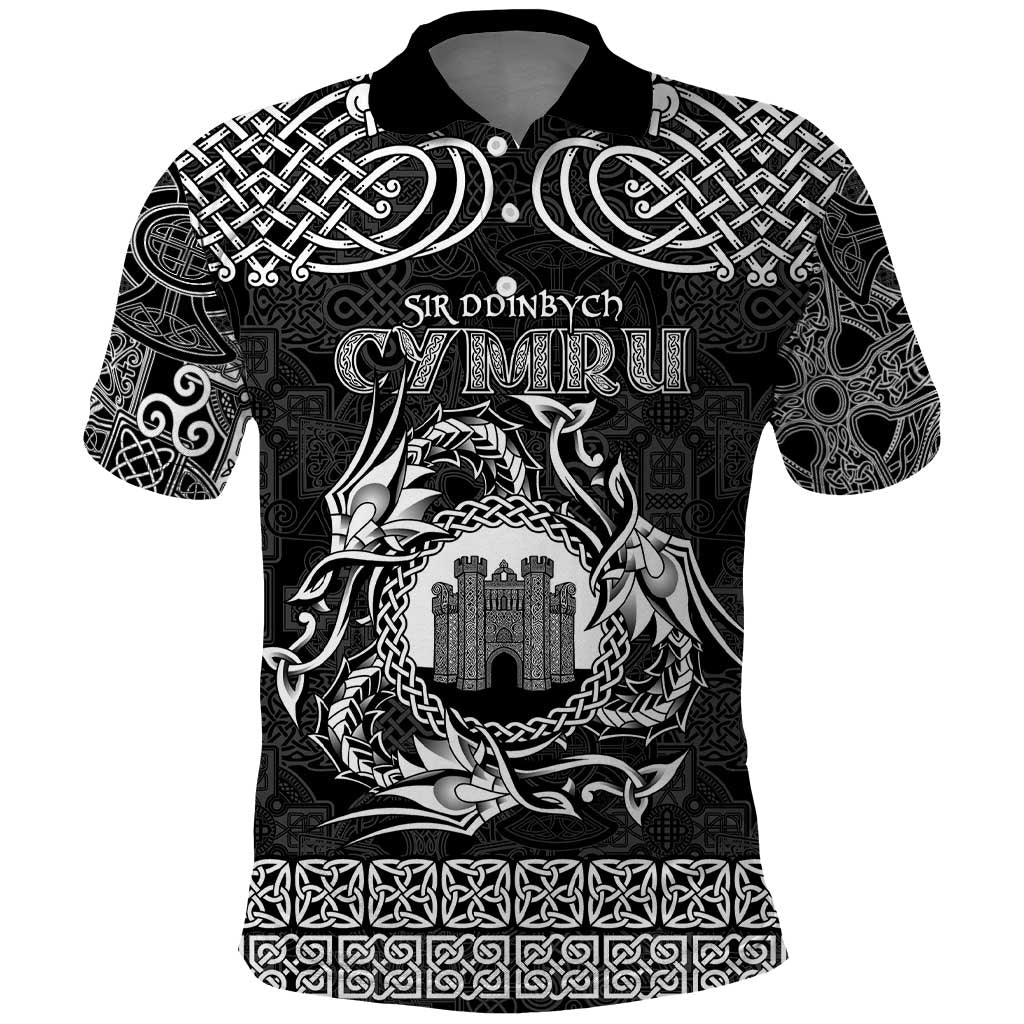 Personalized Denbighshire Sir Ddinbych Polo Shirt Black Gatehouse Denbigh Castle Celtic-inspired LT9