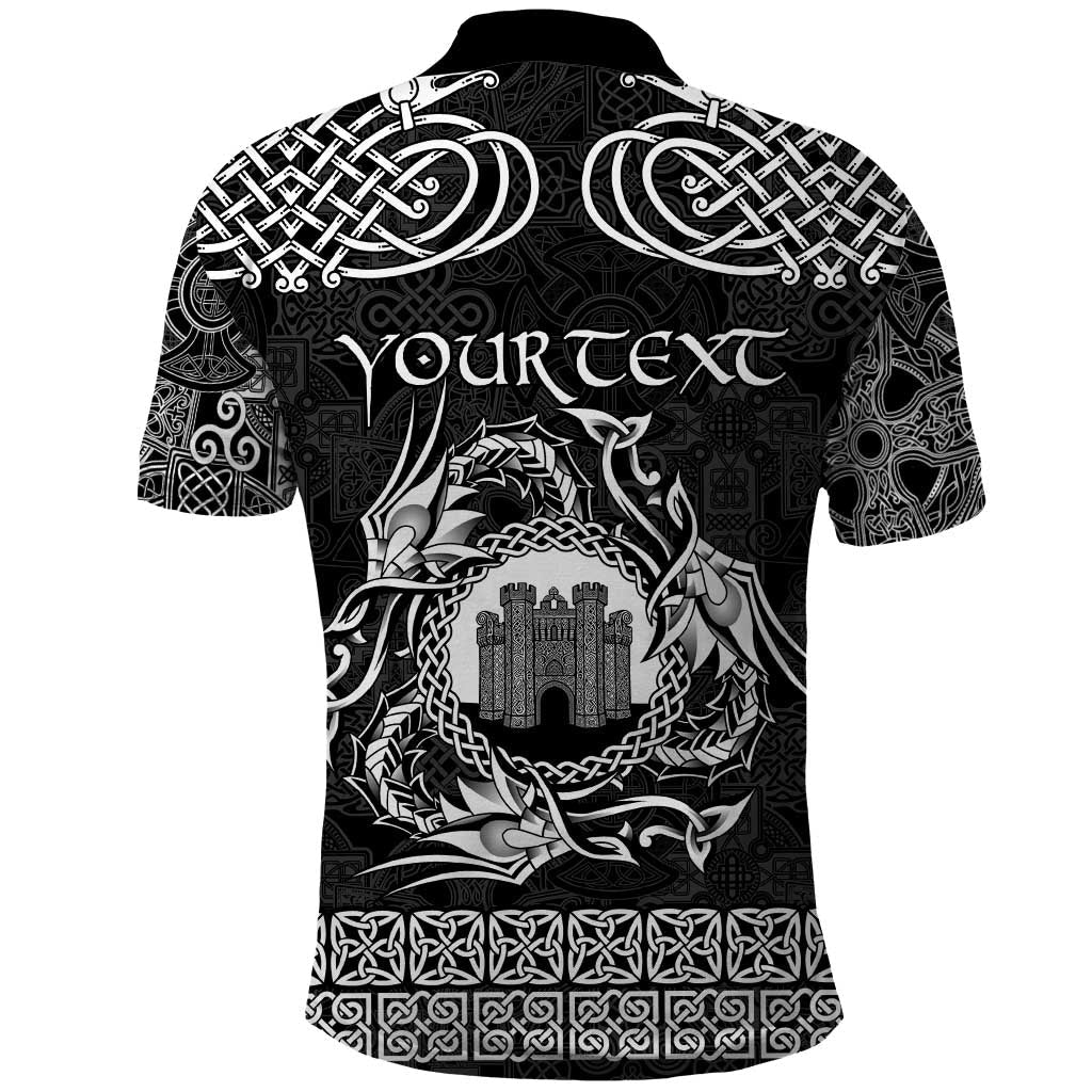Personalized Denbighshire Sir Ddinbych Polo Shirt Black Gatehouse Denbigh Castle Celtic-inspired LT9