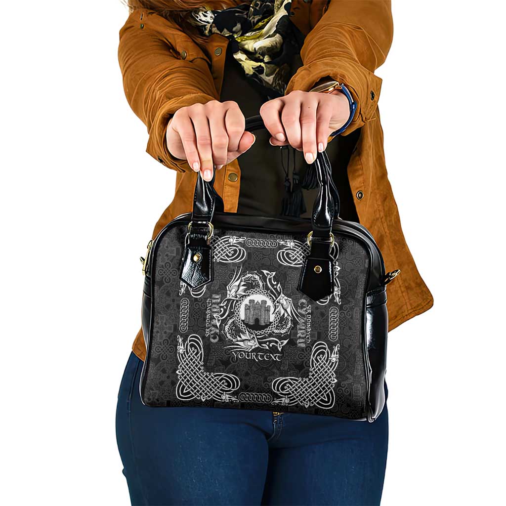 Personalized Denbighshire Sir Ddinbych Shoulder Handbag Black Gatehouse Denbigh Castle Celtic-inspired LT9