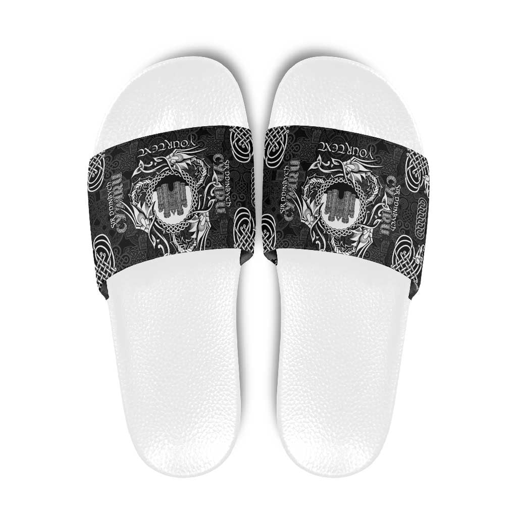 Personalized Denbighshire Sir Ddinbych Slide Sandals Black Gatehouse Denbigh Castle Celtic-inspired LT9