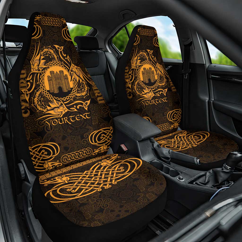 Personalized Denbighshire Sir Ddinbych Car Seat Cover Gold Gatehouse Denbigh Castle Celtic-inspired LT9