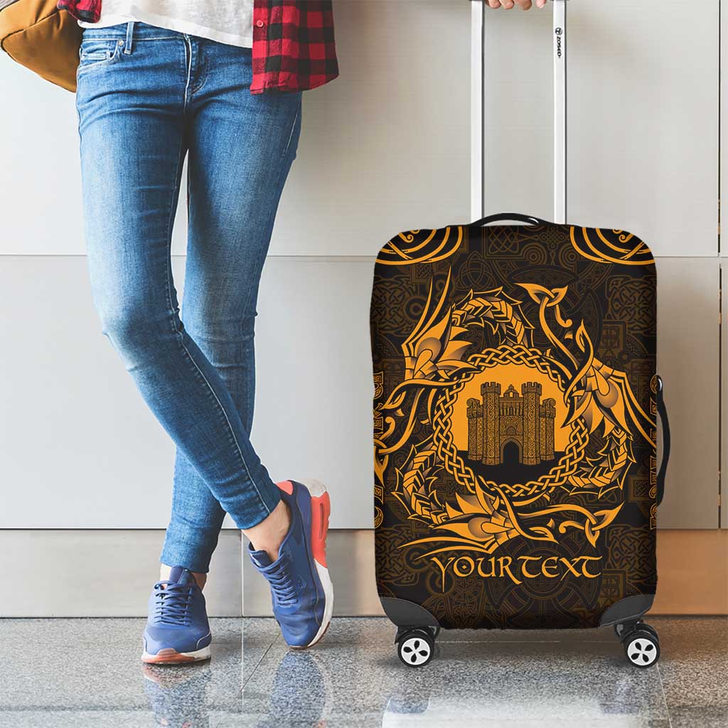 Personalized Denbighshire Sir Ddinbych Luggage Cover Gold Gatehouse Denbigh Castle Celtic-inspired LT9