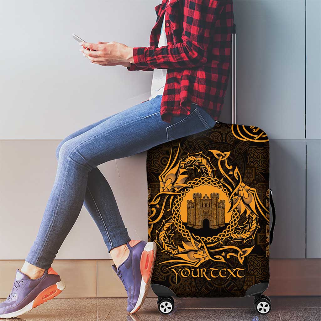 Personalized Denbighshire Sir Ddinbych Luggage Cover Gold Gatehouse Denbigh Castle Celtic-inspired LT9