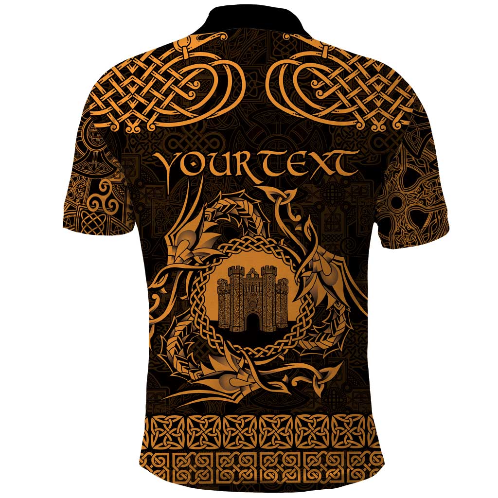 Personalized Denbighshire Sir Ddinbych Polo Shirt Gold Gatehouse Denbigh Castle Celtic-inspired LT9