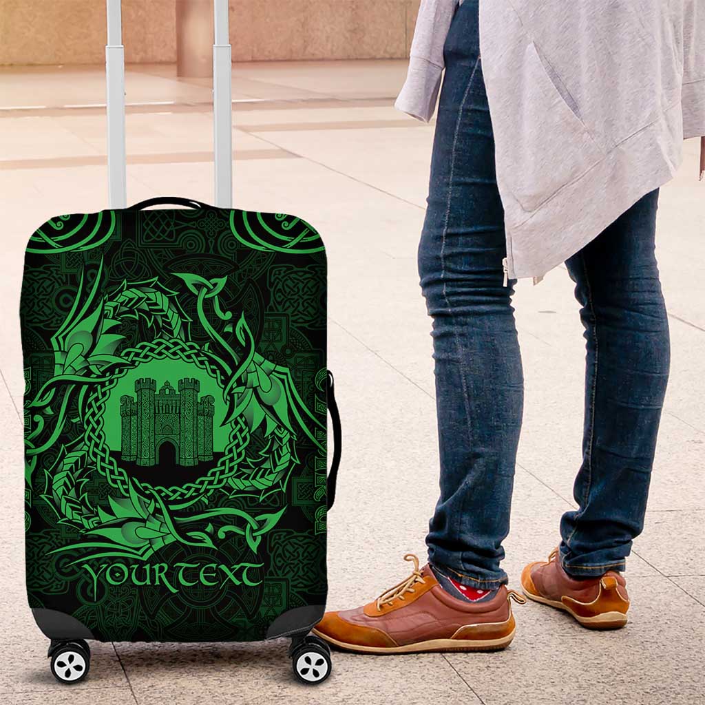 Personalized Denbighshire Sir Ddinbych Luggage Cover Green Gatehouse Denbigh Castle Celtic-inspired LT9