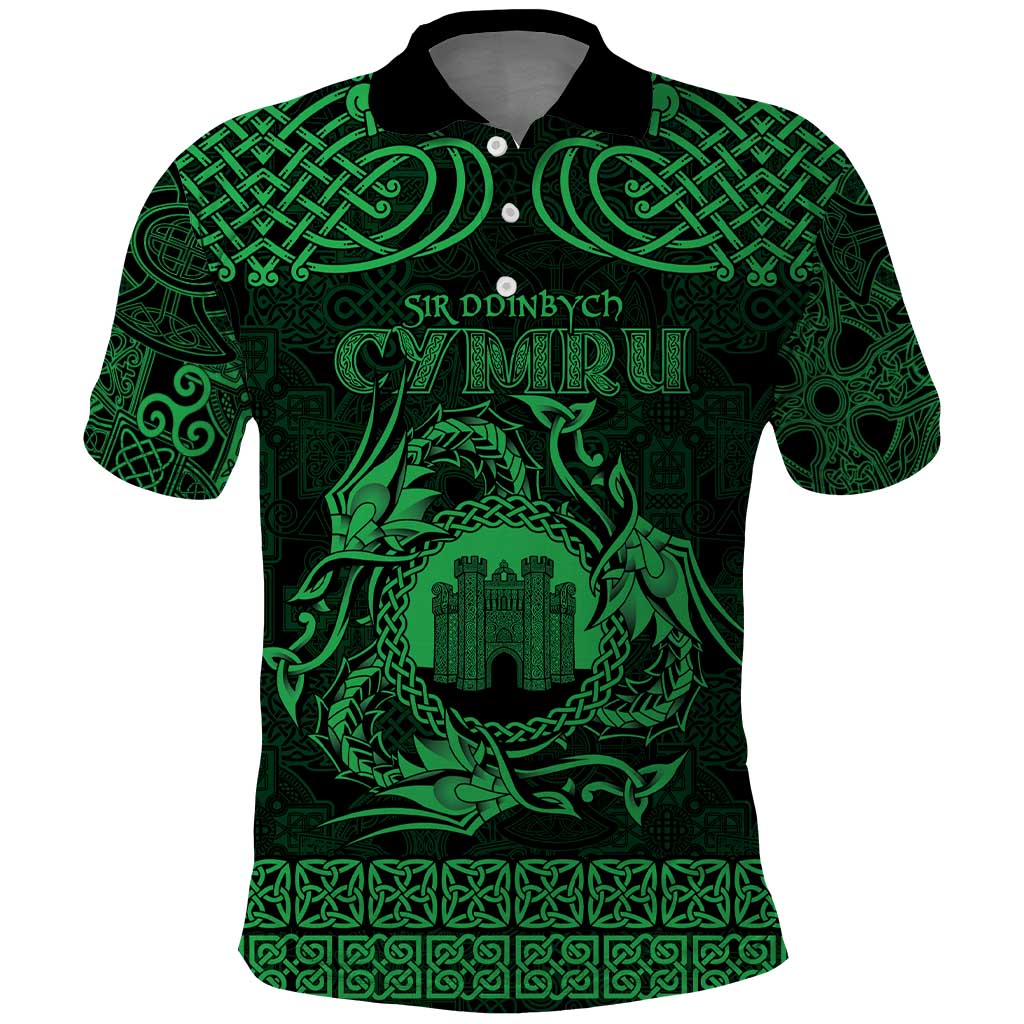 Personalized Denbighshire Sir Ddinbych Polo Shirt Green Gatehouse Denbigh Castle Celtic-inspired LT9