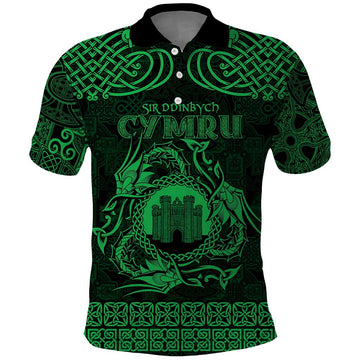 Personalized Denbighshire Sir Ddinbych Polo Shirt Green Gatehouse Denbigh Castle Celtic-inspired LT9