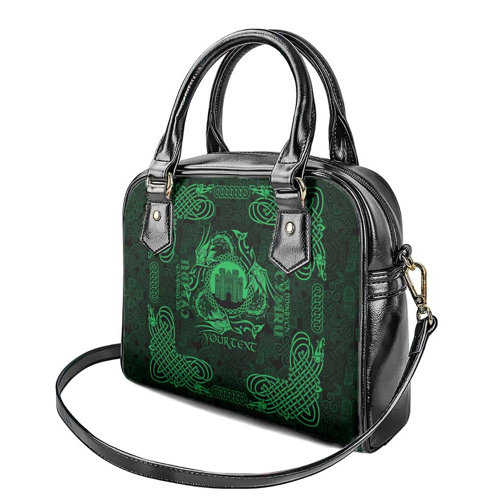 Personalized Denbighshire Sir Ddinbych Shoulder Handbag Green Gatehouse Denbigh Castle Celtic-inspired LT9