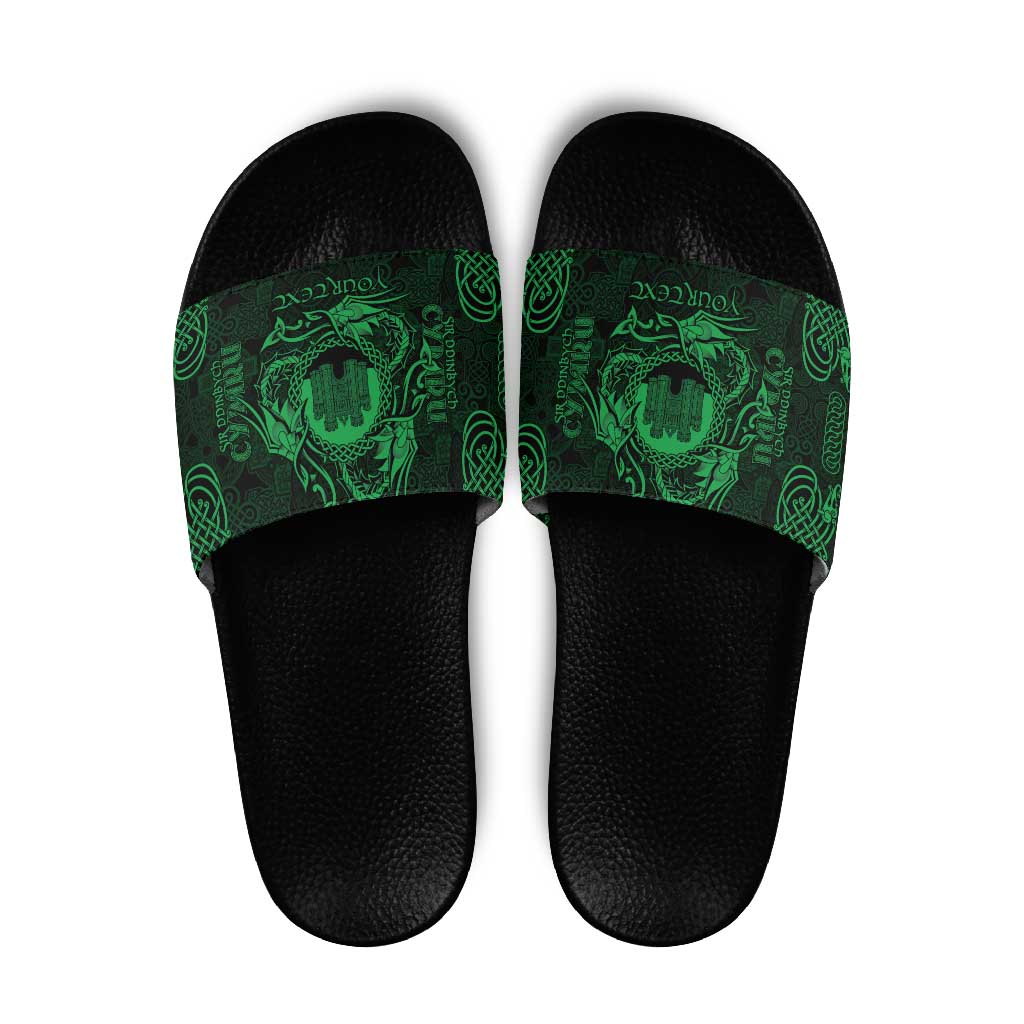 Personalized Denbighshire Sir Ddinbych Slide Sandals Green Gatehouse Denbigh Castle Celtic-inspired LT9