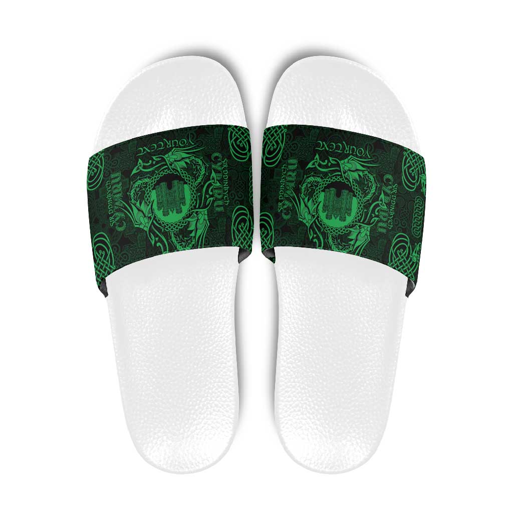 Personalized Denbighshire Sir Ddinbych Slide Sandals Green Gatehouse Denbigh Castle Celtic-inspired LT9