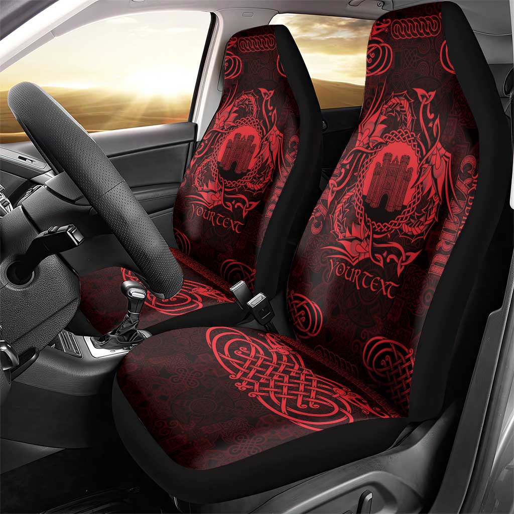 Personalized Denbighshire Sir Ddinbych Car Seat Cover Red Gatehouse Denbigh Castle Celtic-inspired LT9