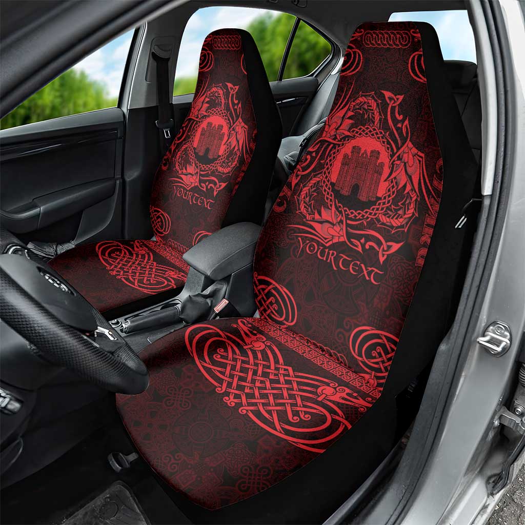 Personalized Denbighshire Sir Ddinbych Car Seat Cover Red Gatehouse Denbigh Castle Celtic-inspired LT9