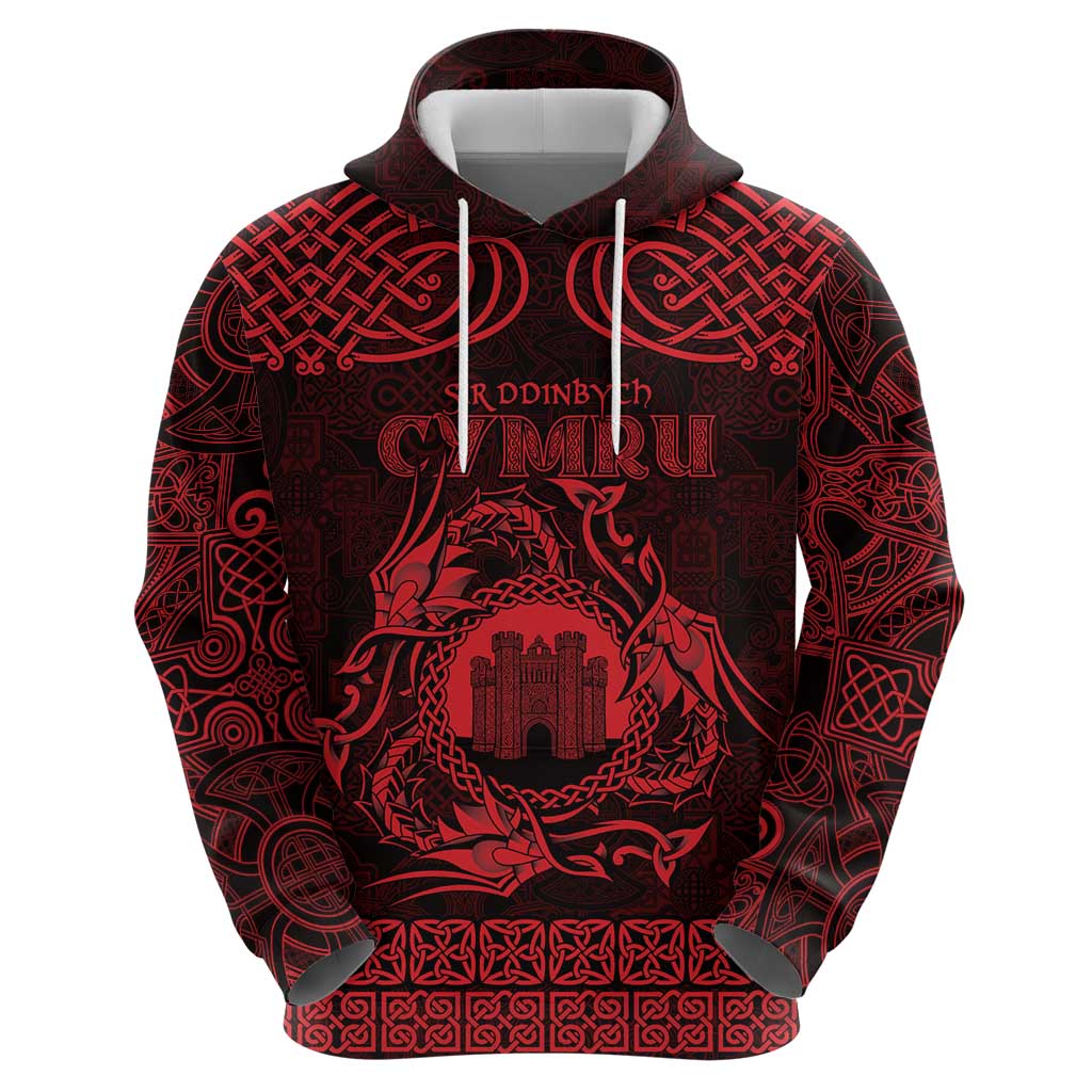 Personalized Denbighshire Sir Ddinbych Hoodie Red Gatehouse Denbigh Castle Celtic-inspired LT9