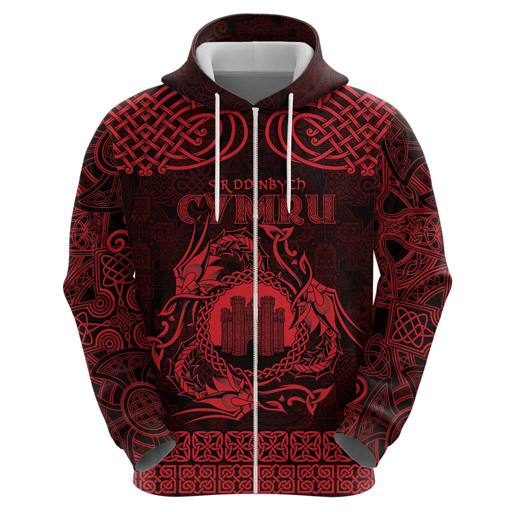 Personalized Denbighshire Sir Ddinbych Hoodie Red Gatehouse Denbigh Castle Celtic-inspired LT9