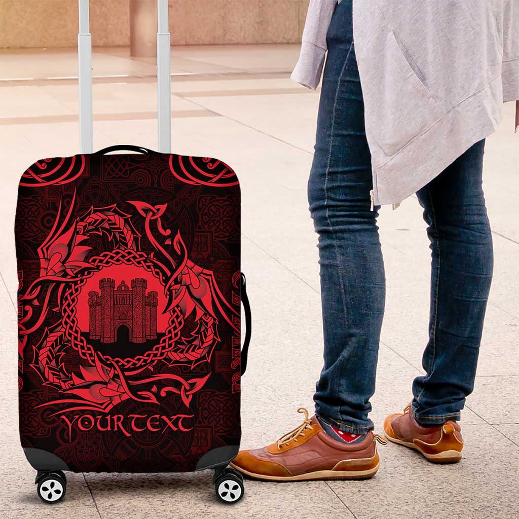 Personalized Denbighshire Sir Ddinbych Luggage Cover Red Gatehouse Denbigh Castle Celtic-inspired LT9