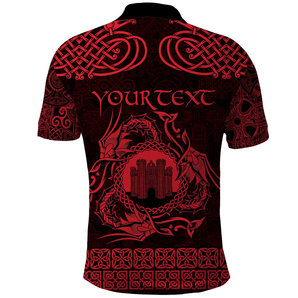 Personalized Denbighshire Sir Ddinbych Polo Shirt Red Gatehouse Denbigh Castle Celtic-inspired LT9