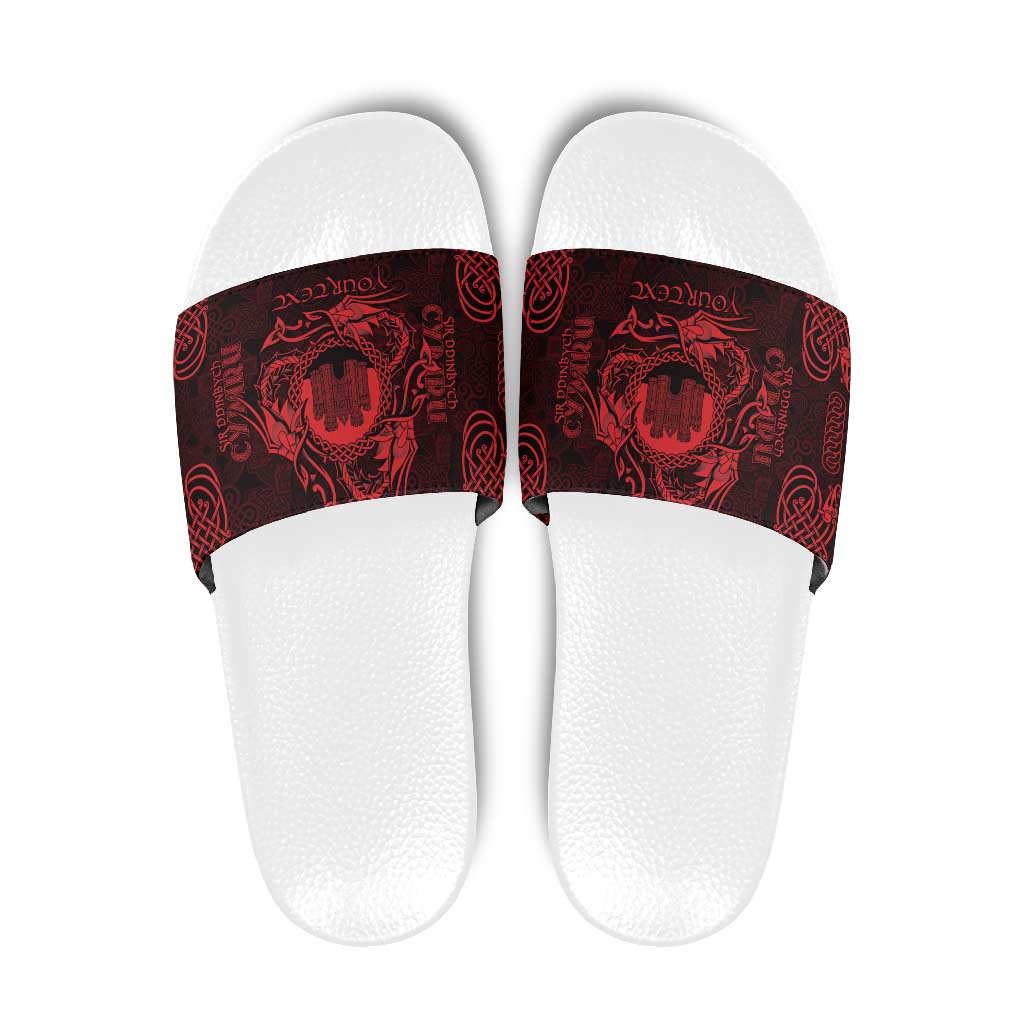 Personalized Denbighshire Sir Ddinbych Slide Sandals Red Gatehouse Denbigh Castle Celtic-inspired LT9