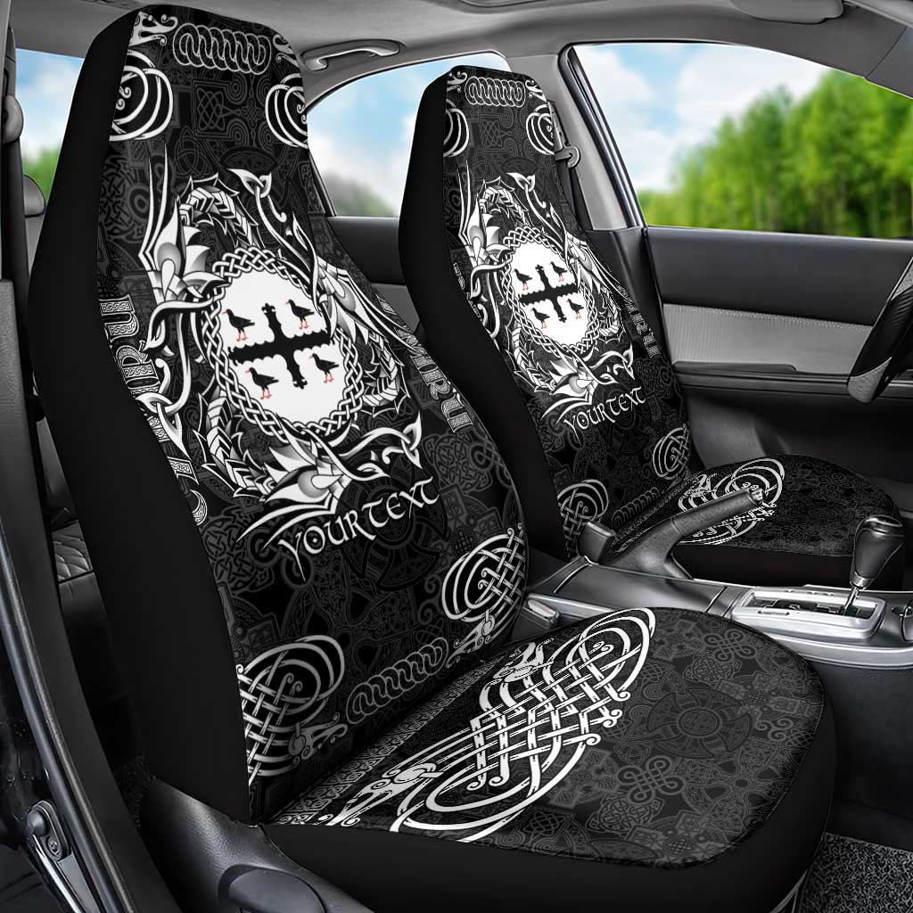 Personalized Flintshire Sir y Fflint Car Seat Cover Black Four Choughs Celtic-inspired LT9
