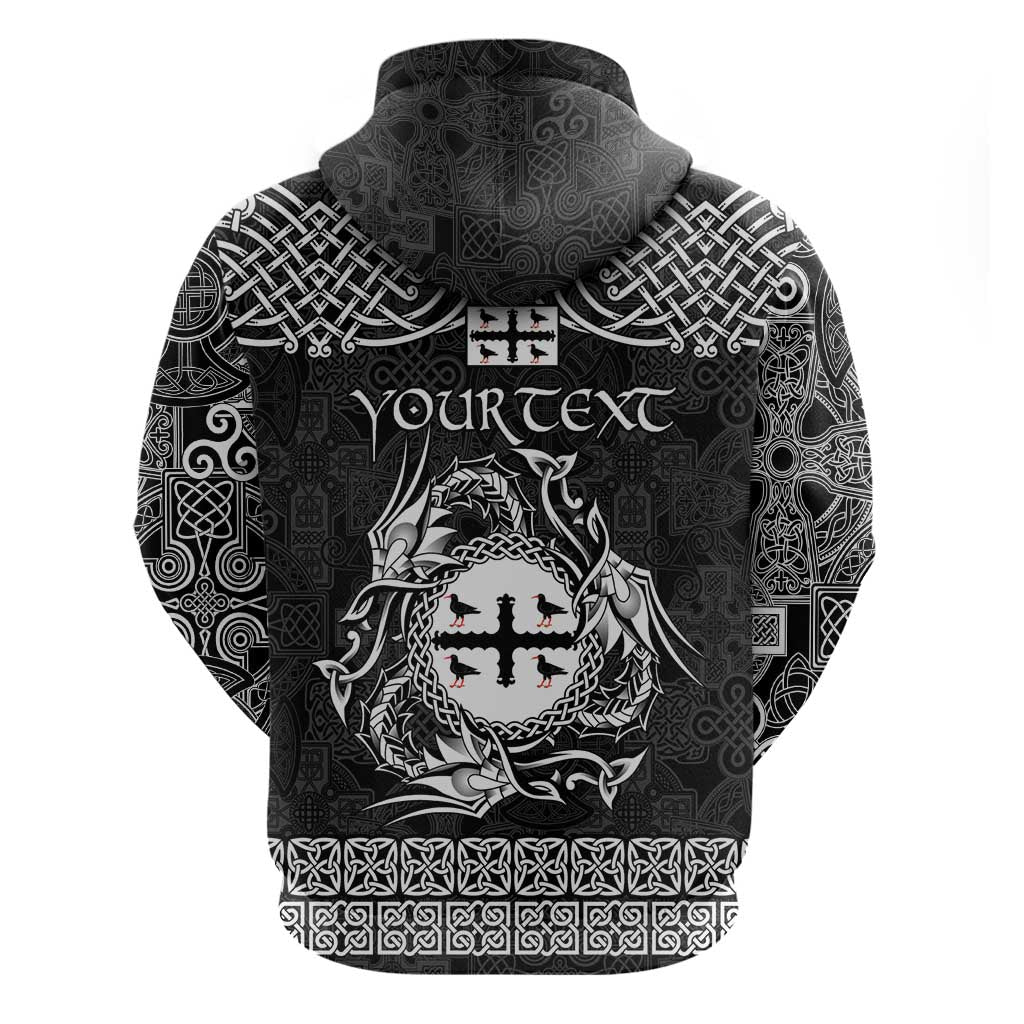 Personalized Flintshire Sir y Fflint Hoodie Black Four Choughs Celtic-inspired LT9