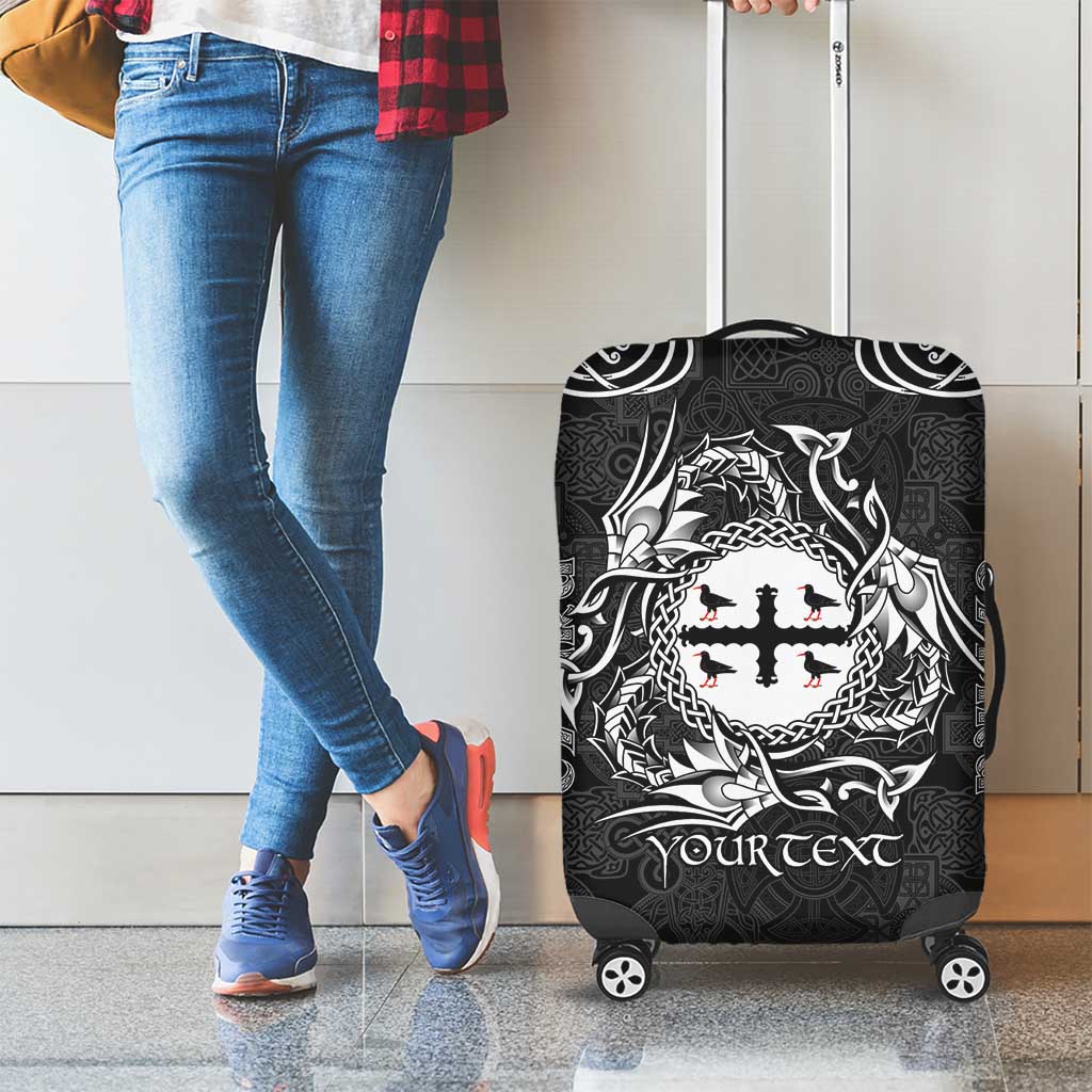 Personalized Flintshire Sir y Fflint Luggage Cover Black Four Choughs Celtic-inspired LT9