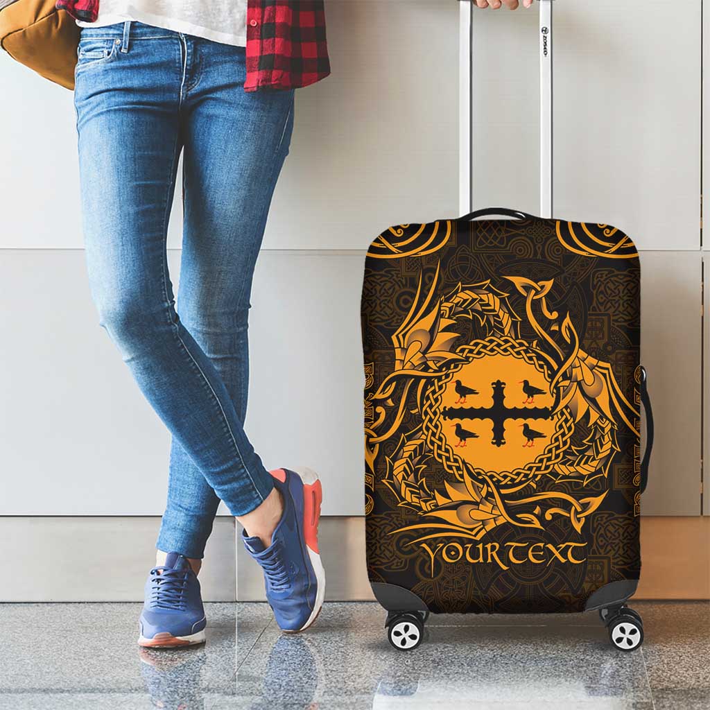 Personalized Flintshire Sir y Fflint Luggage Cover Gold Four Choughs Celtic-inspired LT9