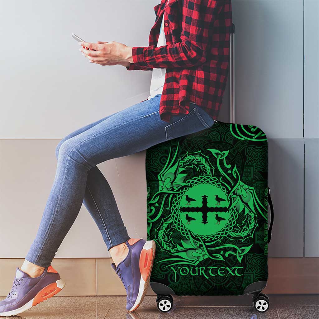 Personalized Flintshire Sir y Fflint Luggage Cover Green Four Choughs Celtic-inspired LT9