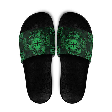 Personalized Flintshire Sir y Fflint Slide Sandals Green Four Choughs Celtic-inspired LT9